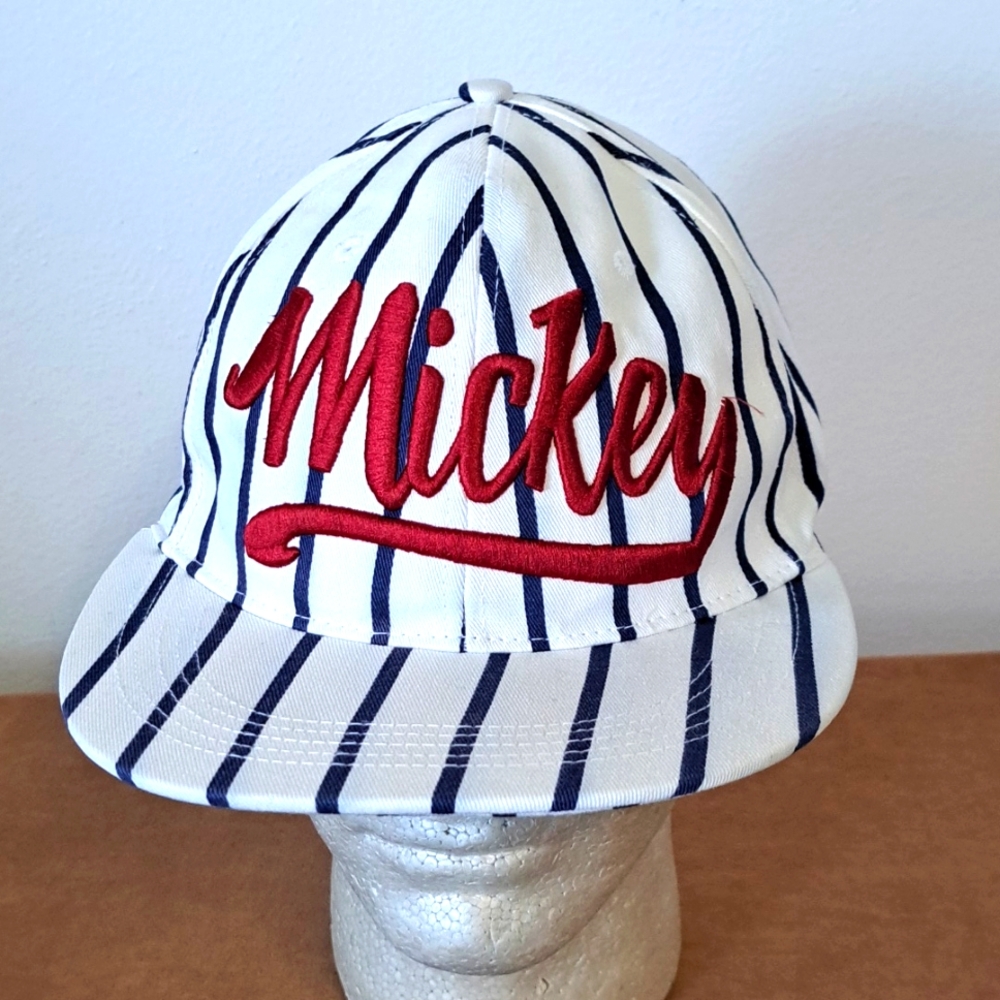 Disney Parks Mickey Mouse Striped Baseball Hat Red Embroidered